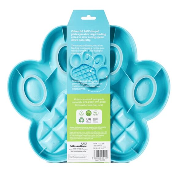 NWT Large Blue Paw Shaped Slow Feeder 🐾 Pet Dream House - Picture 3 of 3